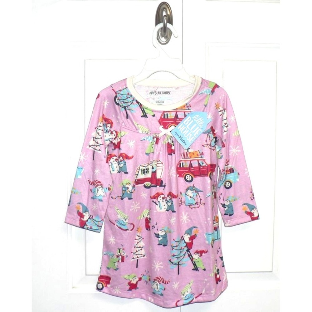 Little Blue House by Hatley Gnome‎ for the Holidays Night Gown Pink Multi Size 3